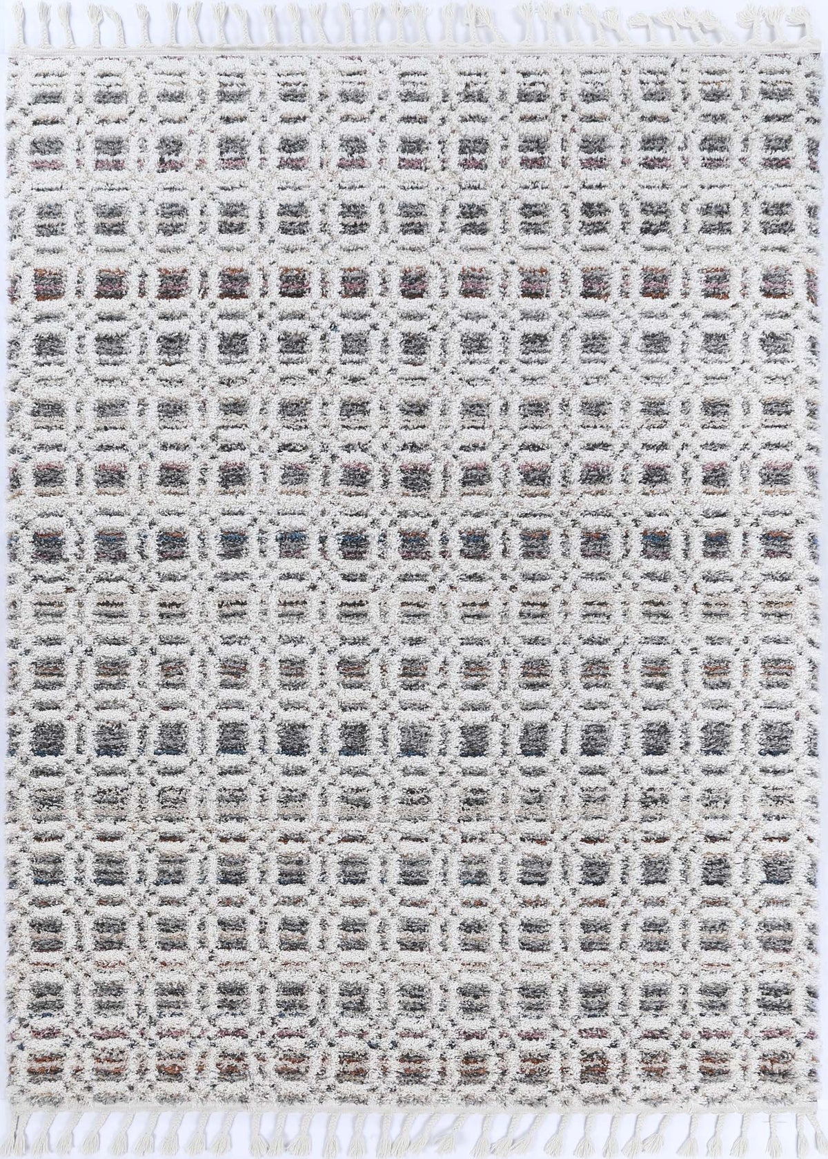 Urban Ivory Grid Pattern Textured Rug