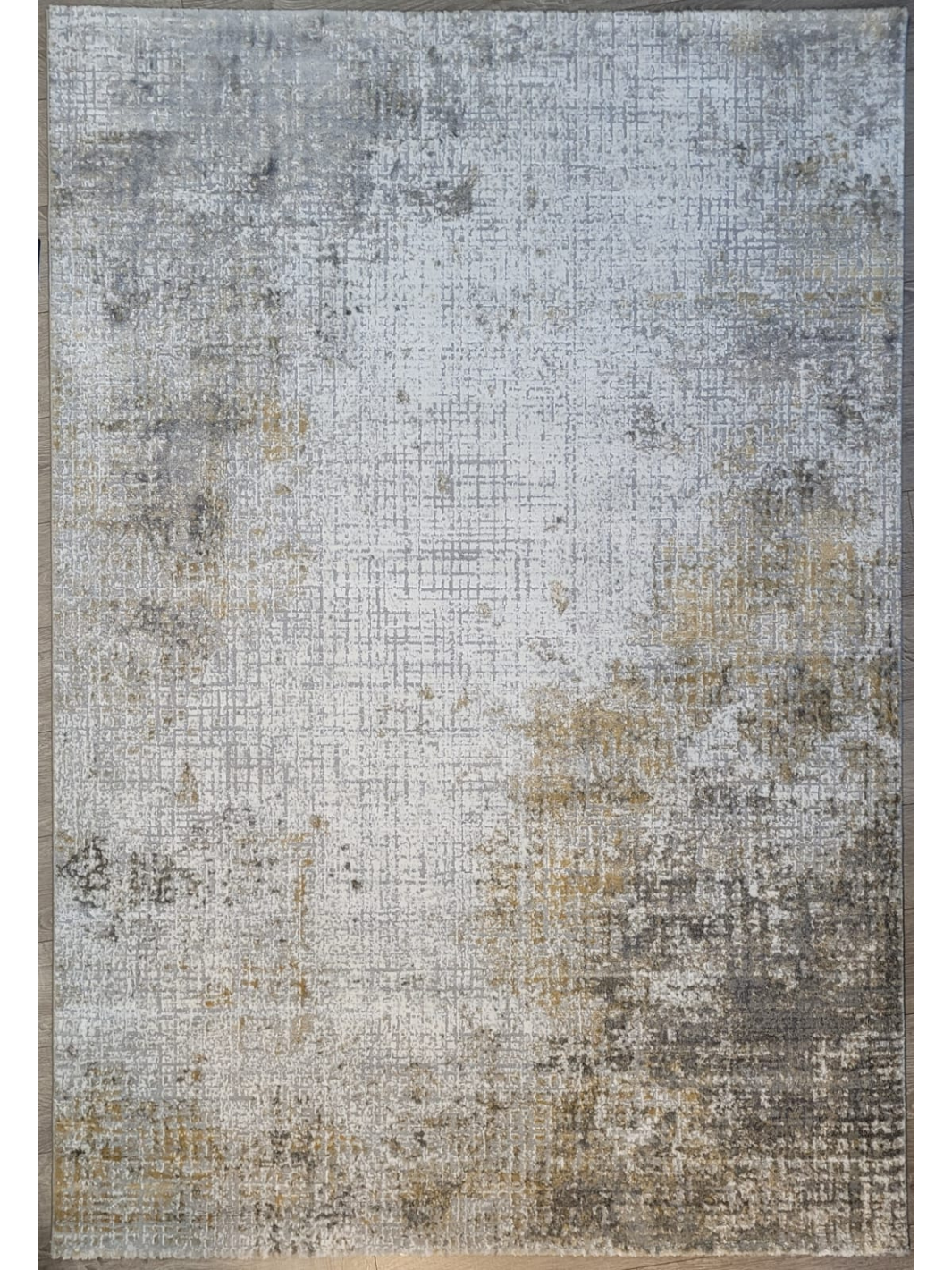 Ali Grey Gold Abstract Checkered Lines Rug