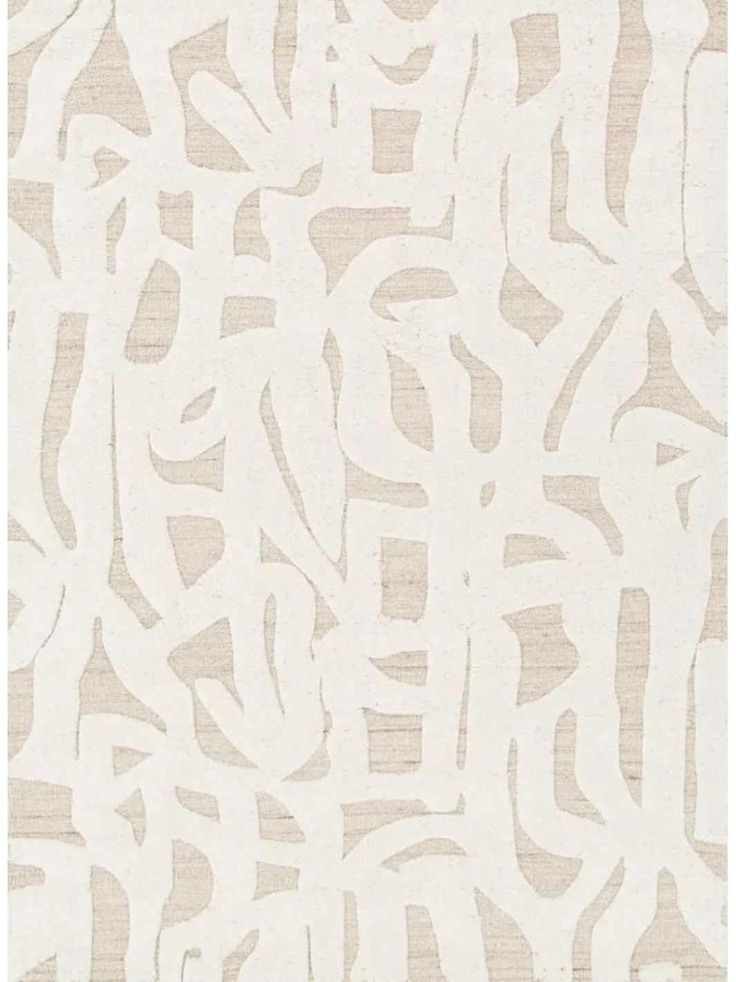 Isla Beige Ivory Scribble Pattern Wool Rug