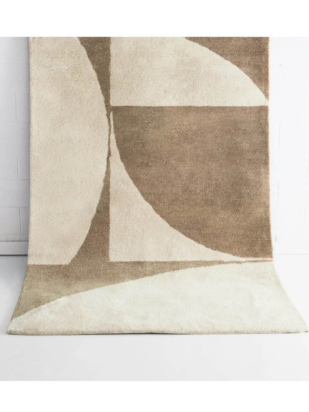 Isla Beige and Brown Abstract Shapes Wool Rug