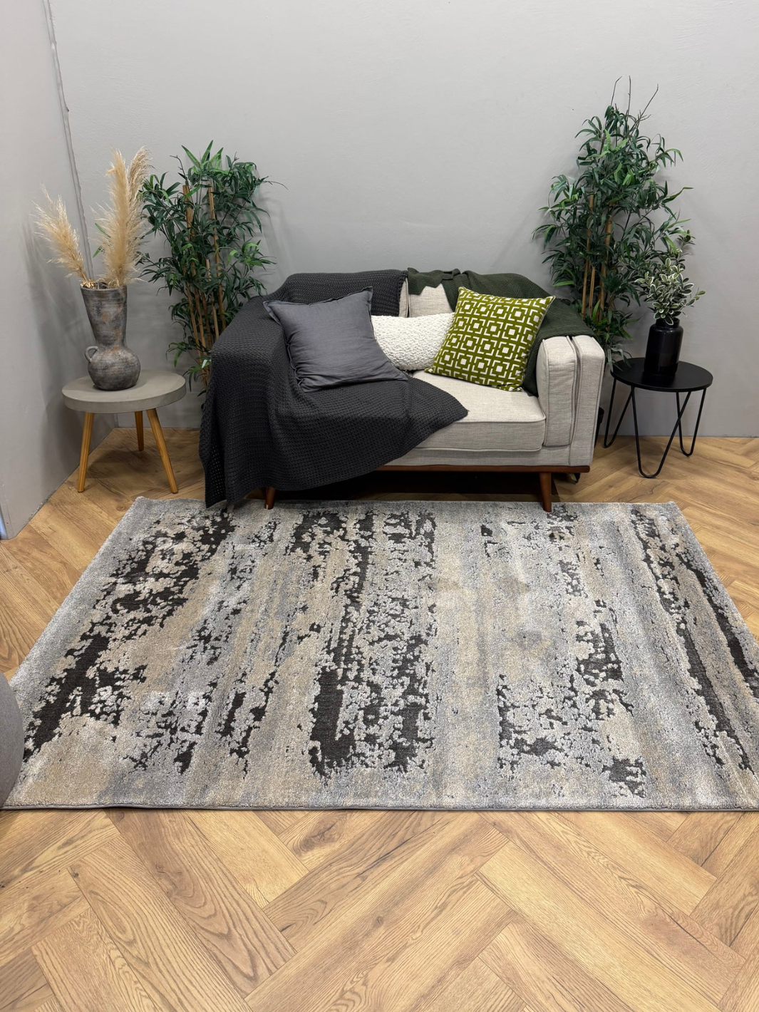 Cresta Grey Blue Marble Wash Contemporary Abstract Rug