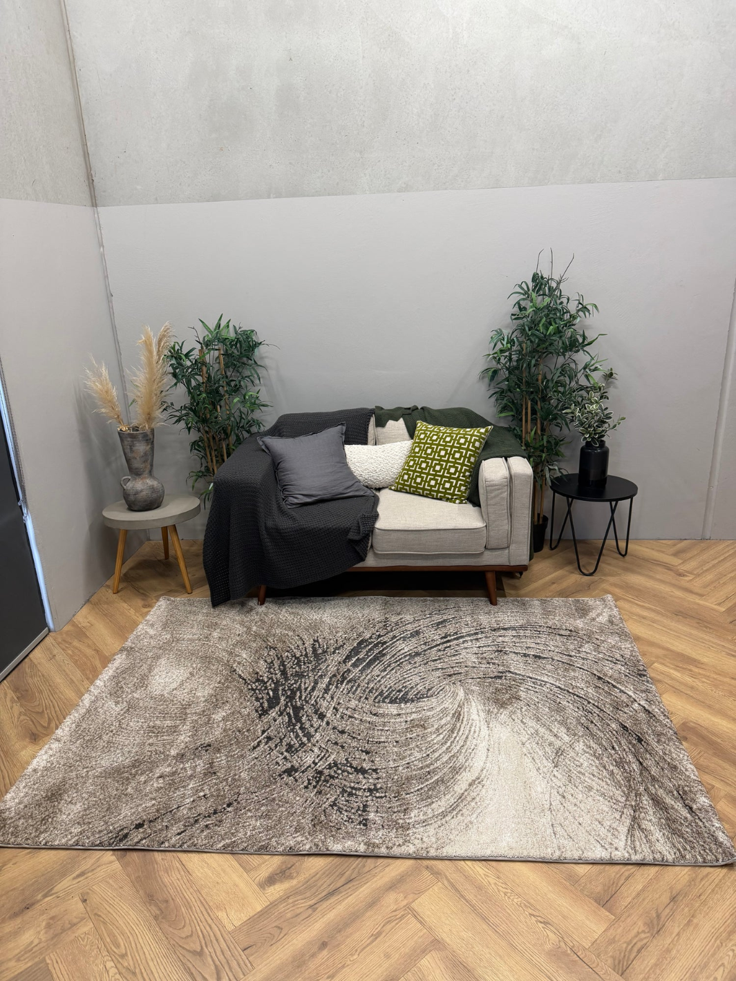Cresta Beige Swirl Loop Lines Rug