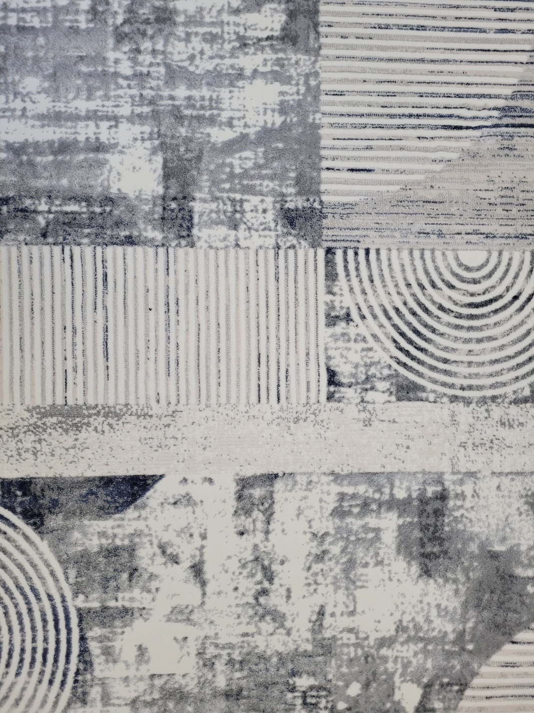 Diana Arc Lines Cream Blue Modern Rug