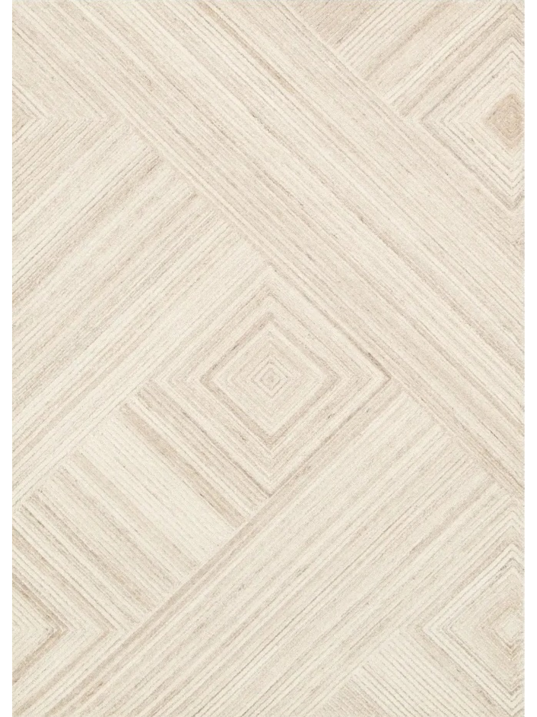 Isla Ivory Beige Diamond Geometric Wool Rug
