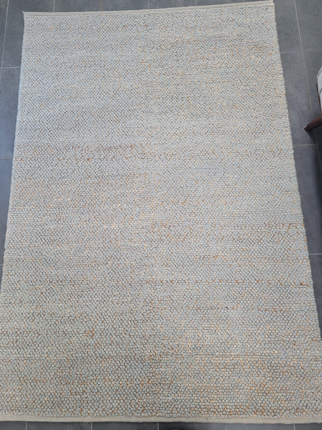 Evie Blue Handwoven Braided Wool Blend Rug