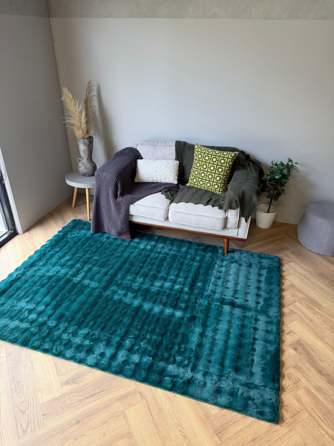 Poppy Emerald Green Bubble Shaggy Rug