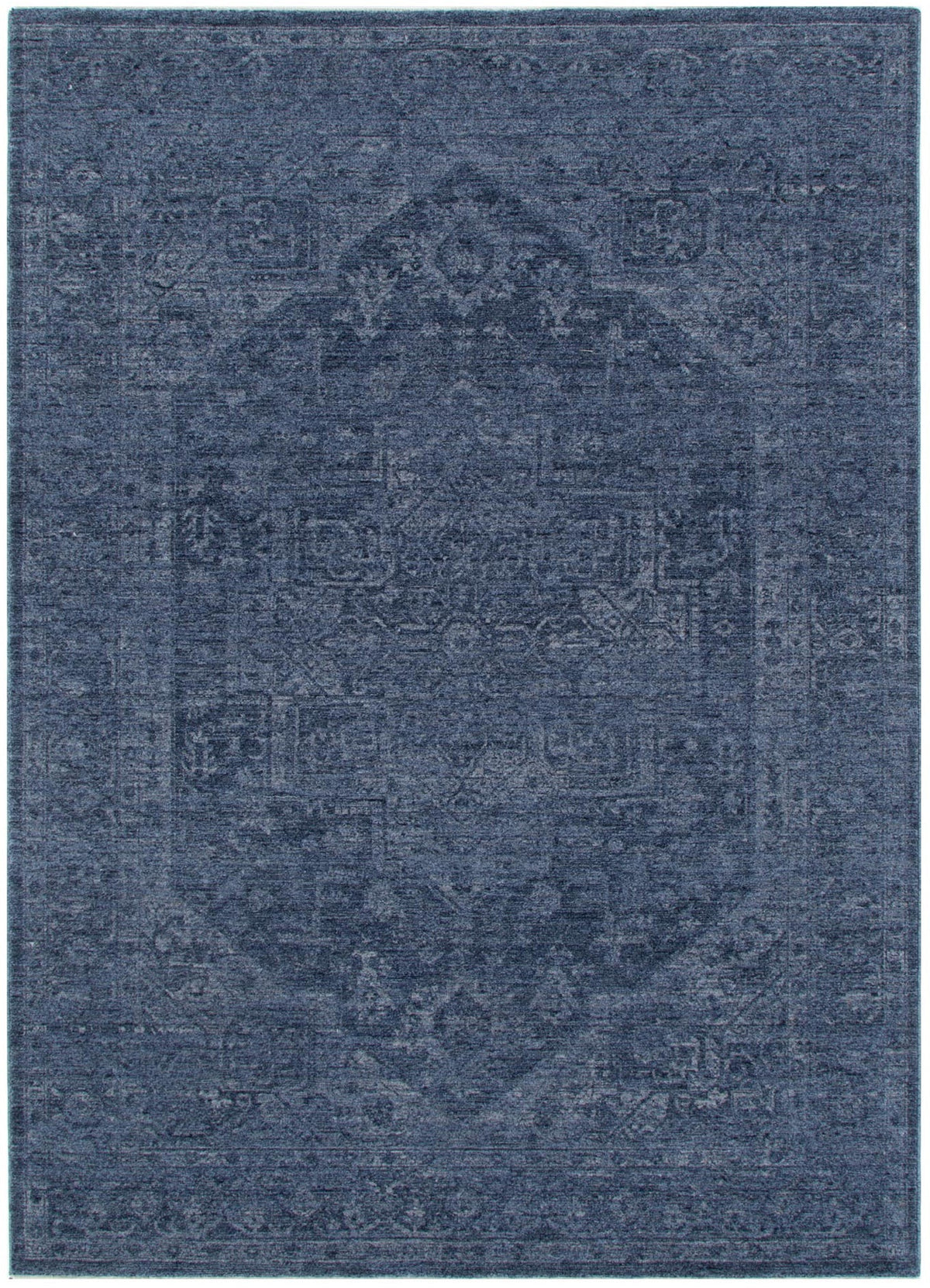 Hera Blue Distressed Medallion Rug
