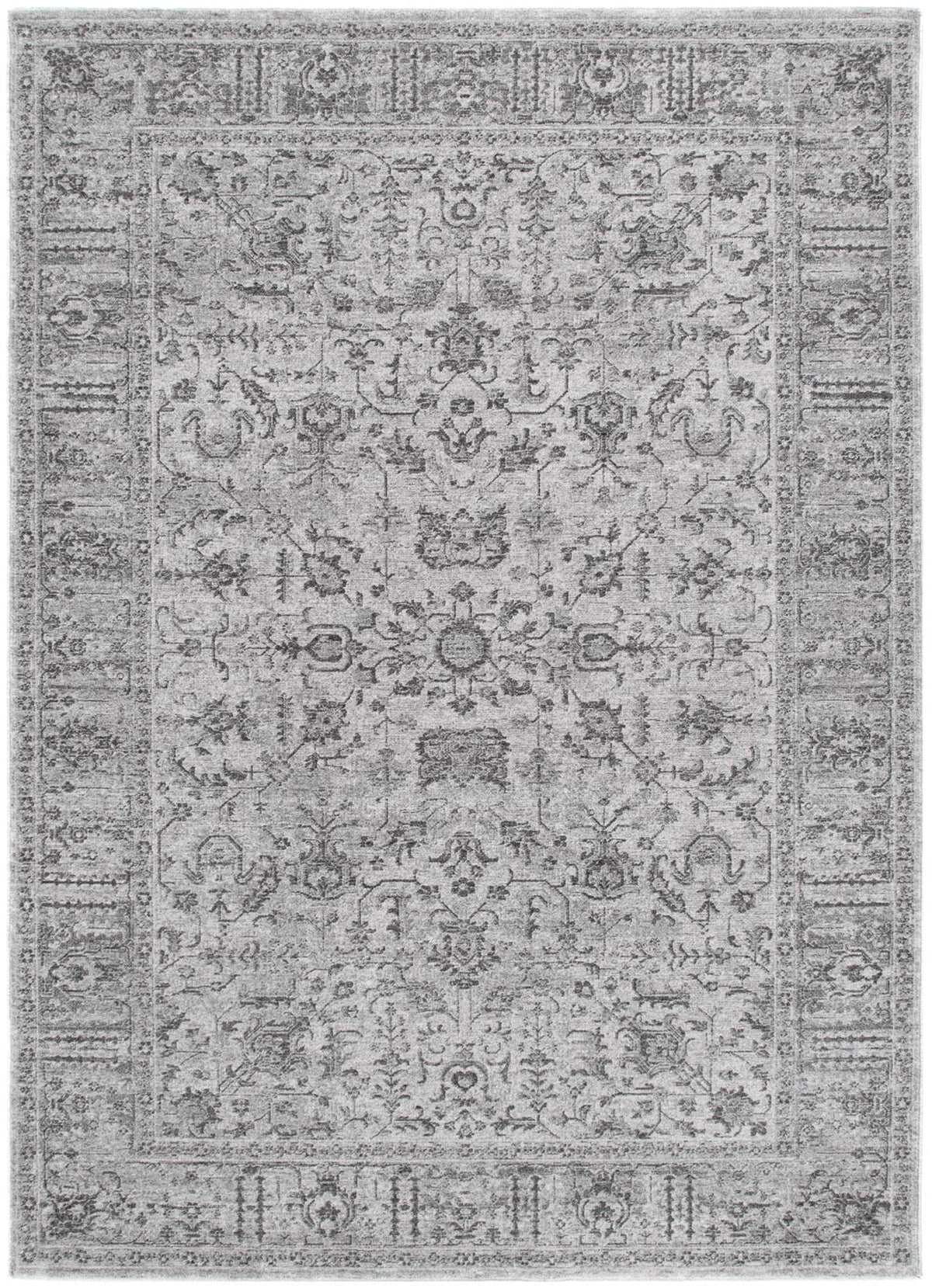 Hera Grey Distressed Border Rug
