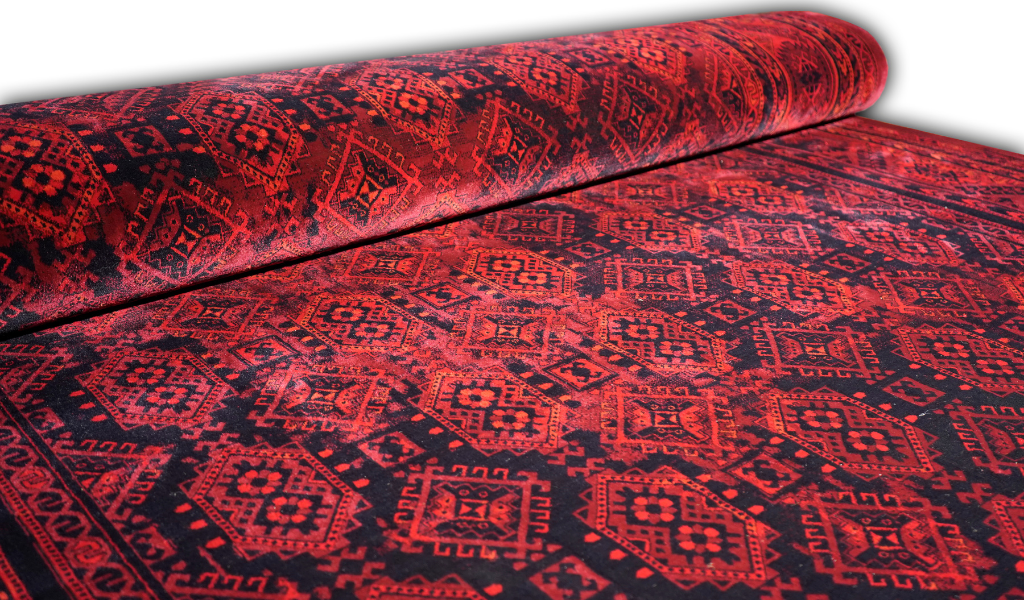 Hive Deep Red Tribal Geometric Hallway Runner in 100 CM Wide
