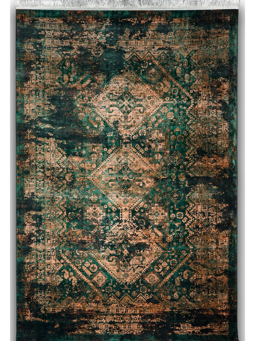 Hive Green Distressed Tribal Medallion Rug