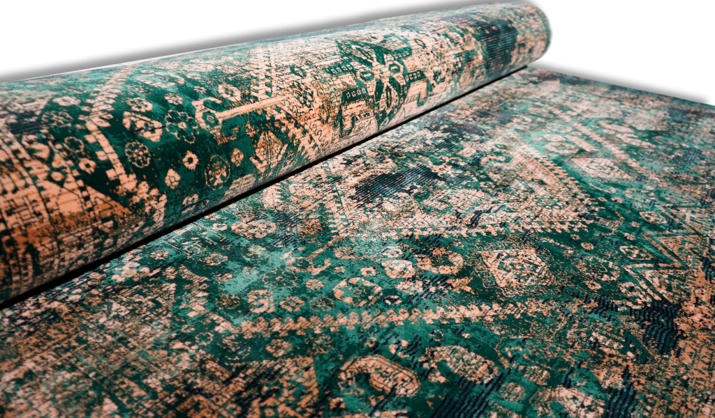 Hive Green Distressed Tribal Medallion Hallway Runner in 80 CM Wide