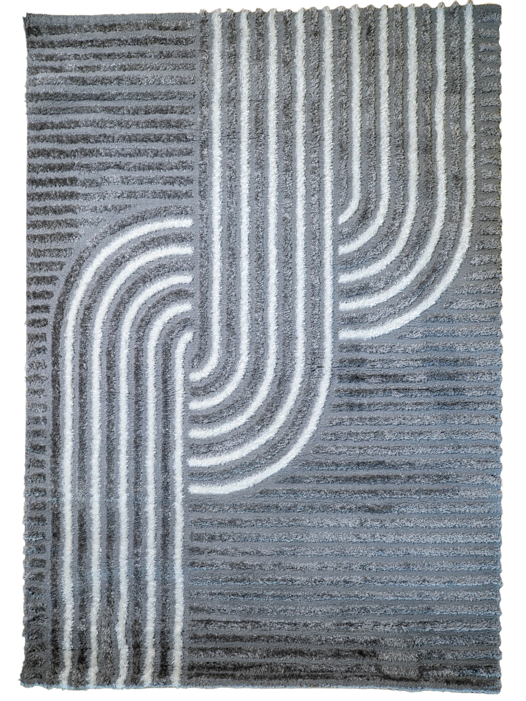 Jazz Dark Grey Contemporary Contour Lines Shaggy Rug