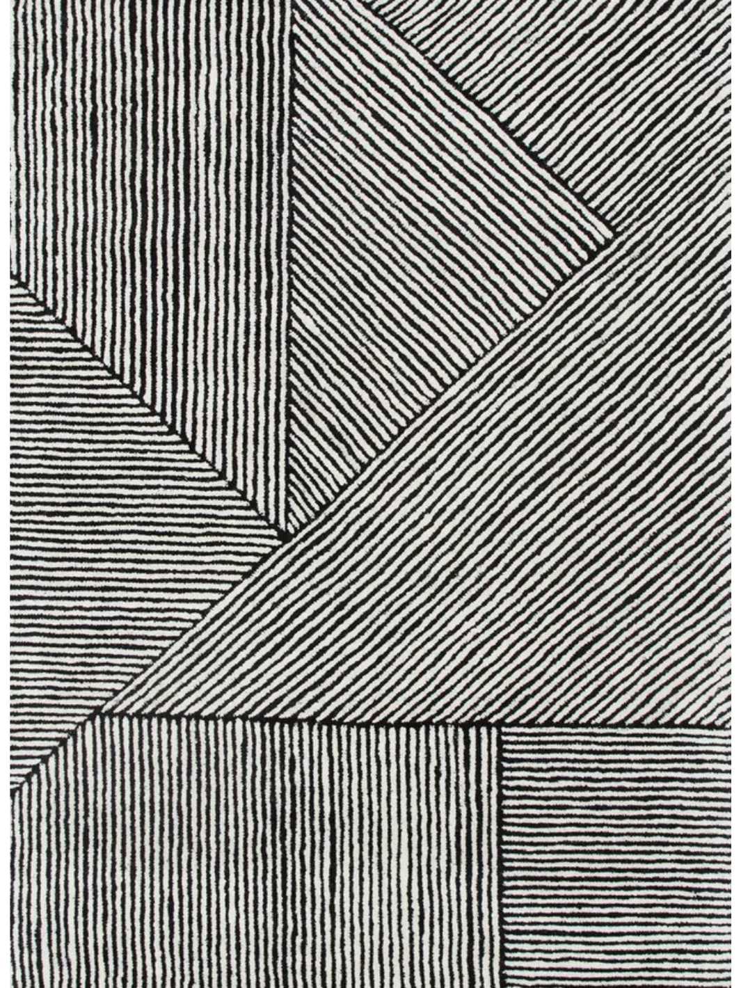 Isla Black and White Linear Grid Wool Rug