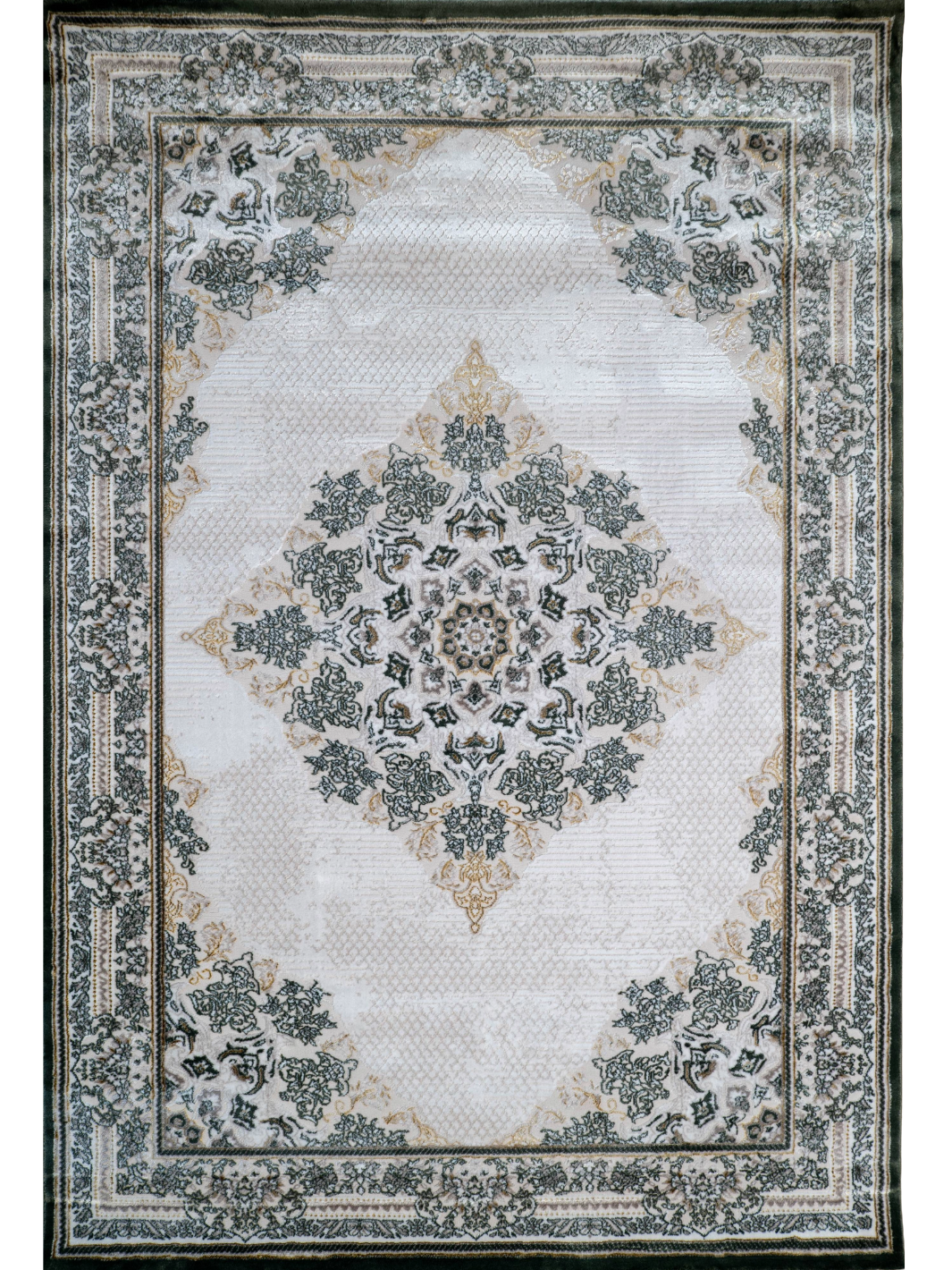 Larisa Cream Green Traditional Medallion Rug