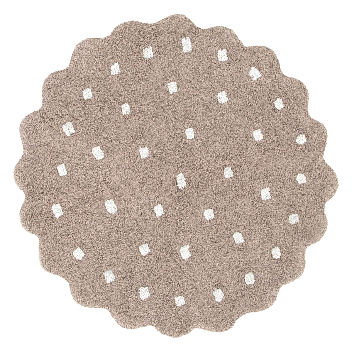 Millie Natural Beige Scalloped Dotted Kids Round Rug
