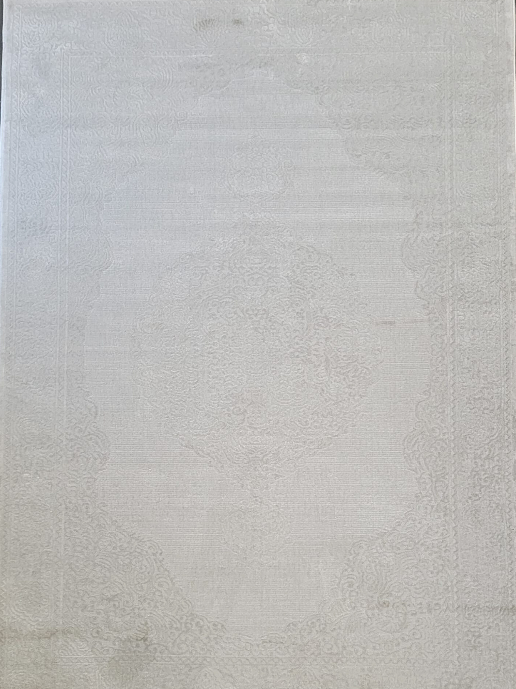 Costa Silver Ornate Medallion Bordered Rug
