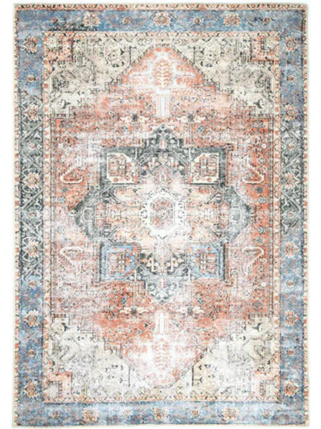 Vivien Grey Beige Distressed Medallion Rug
