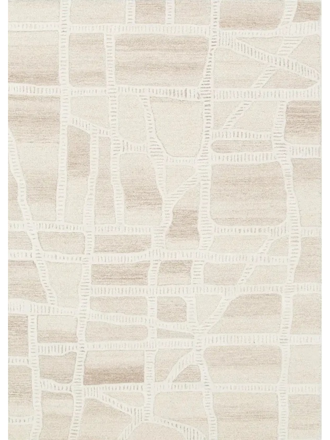 Isla Ivory Beige Modern Mosaic Wool Rug