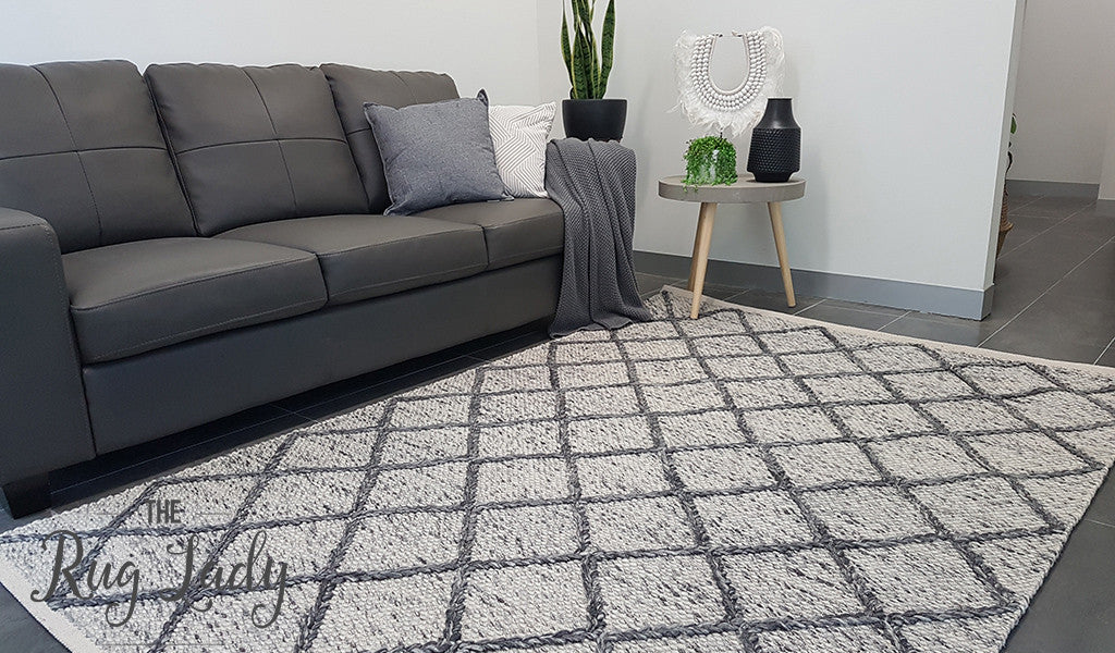 Essence Nordic Diamond Felted Wool Grey Rug