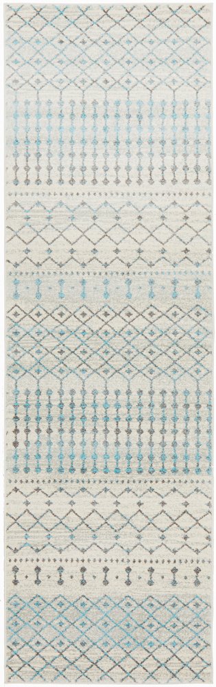 Awaken Blue Grey Tribal Hallway Runner