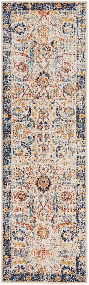 Awaken Ivory Orange Patterned Hallway Runner