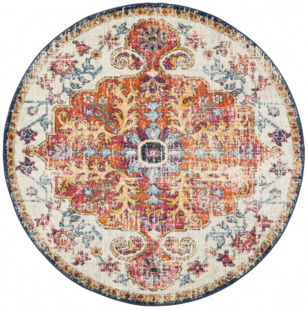 Awaken Orange Medallion Round Rug