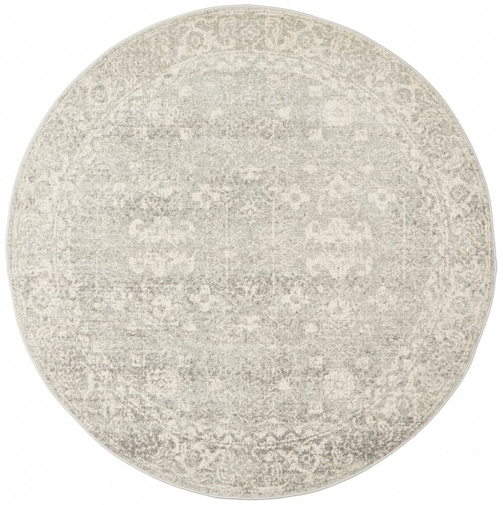 Awaken Silver Over Dyed Oriental Round Rug