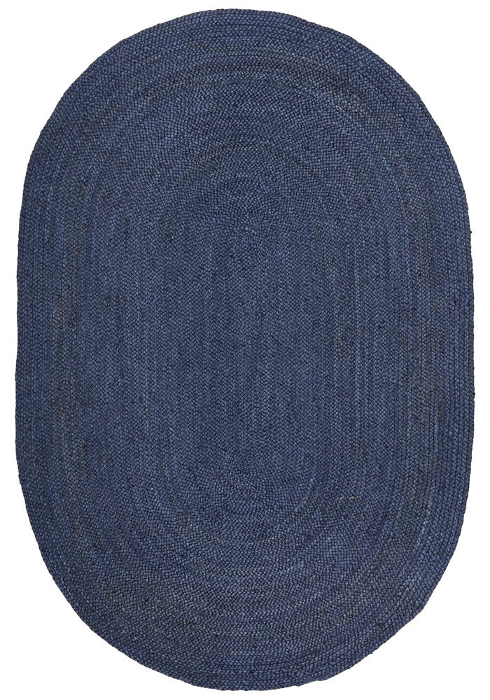 Bindi Navy Hand Braided Jute Oval Rug