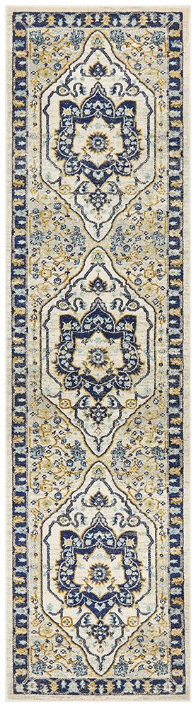 Blake Navy Blue Medallion Transitional Rug Hallway Runner Rug