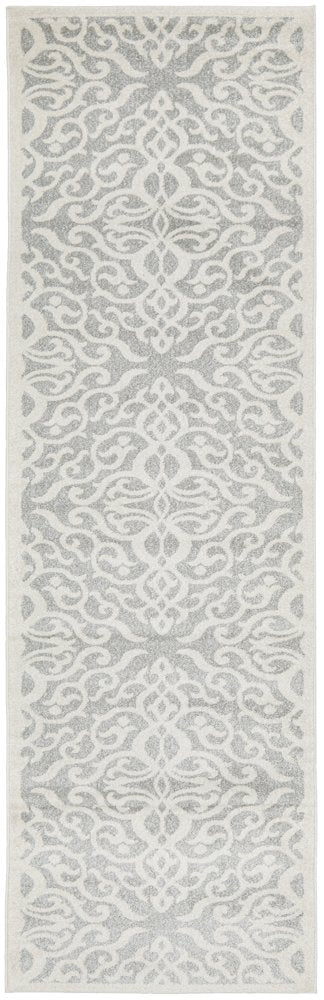 Cameron Silver Diamond Trellis Pattern Hallway Runner Rug