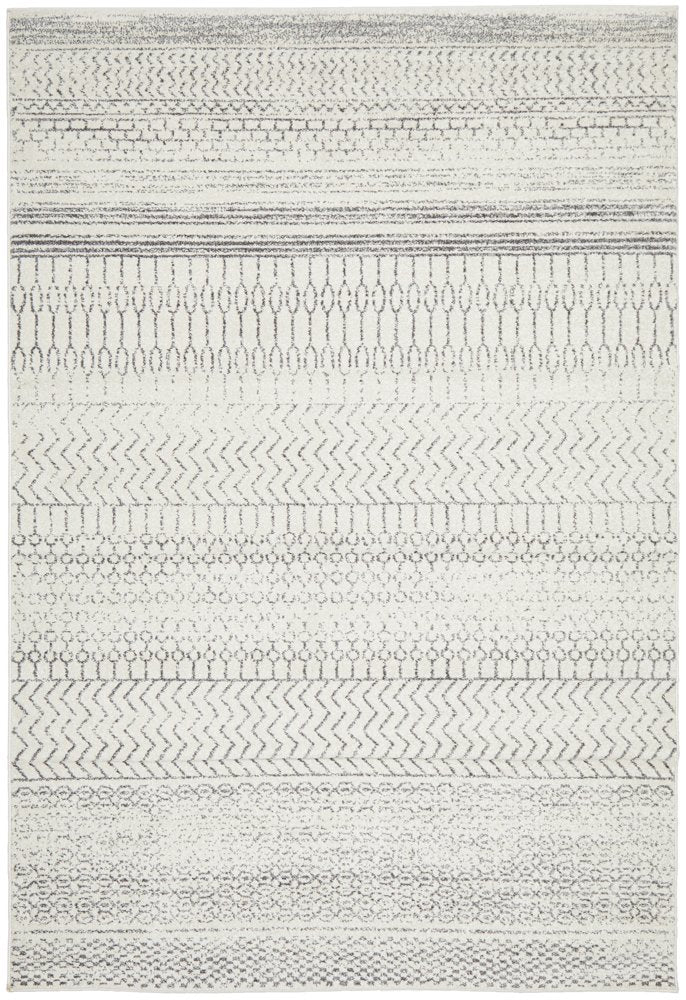 Cameron Silver Ethnic Tribal Pattern Rug