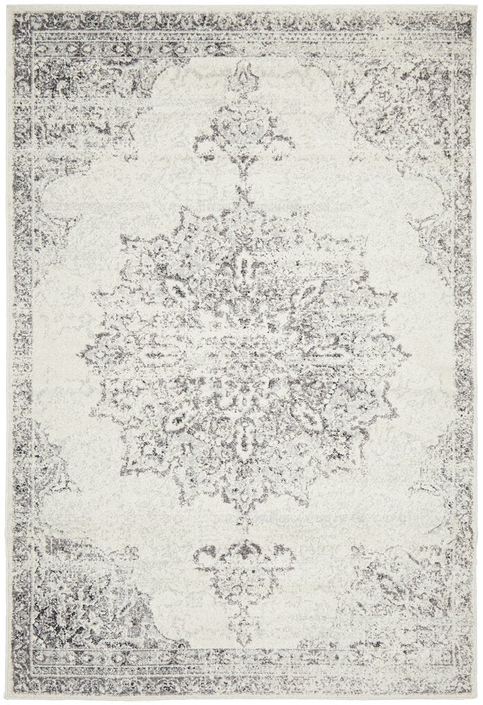 Cameron Silver Medallion Pattern Rug