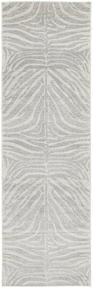 Cameron Silver Tiger Prints Hallway Runner Rug