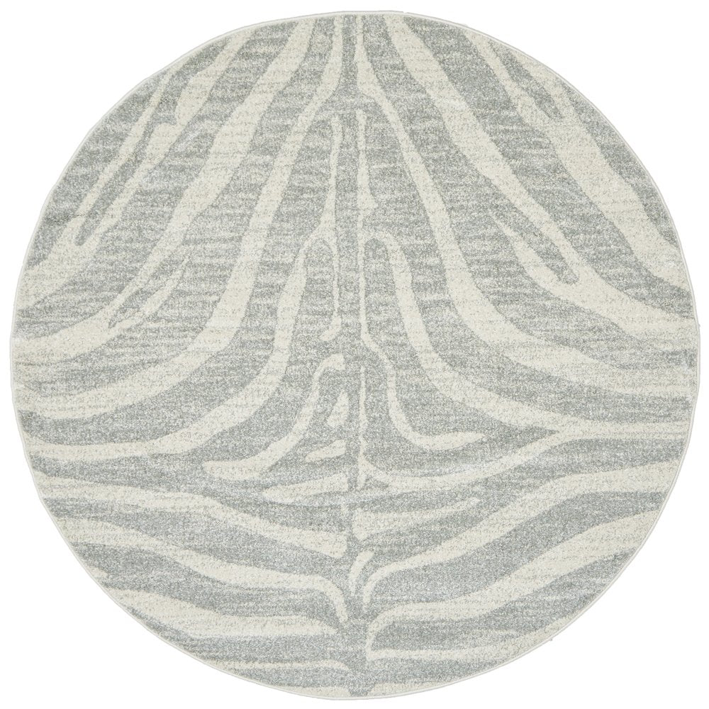 Cameron Silver Tiger Prints Round Rug
