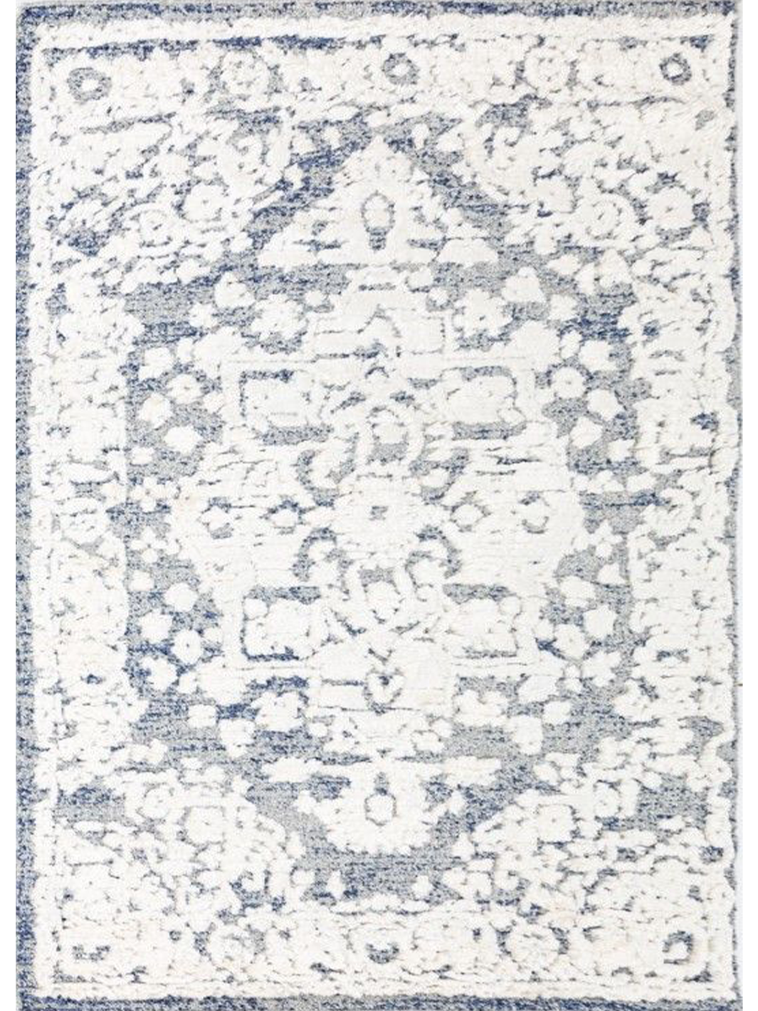 Chloe Ivory Blue Medallion Textured Rug