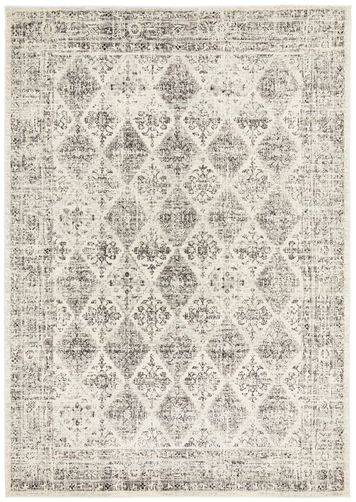 Celine Grey Faded Distressed Diamond Rug