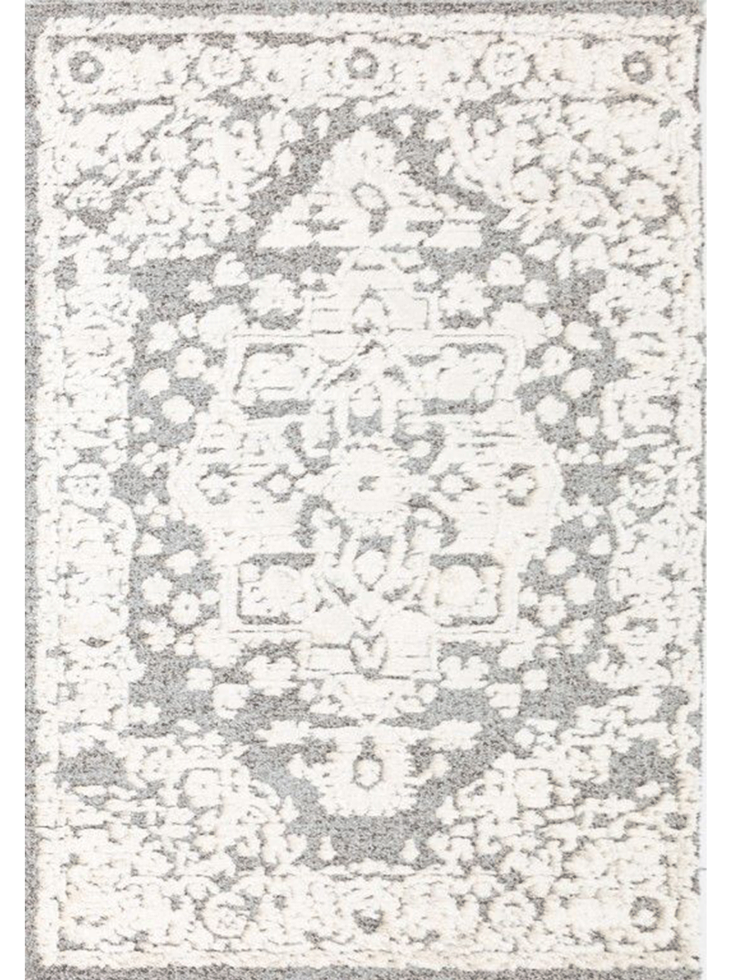 Chloe Ivory Grey Medallion Textured Rug