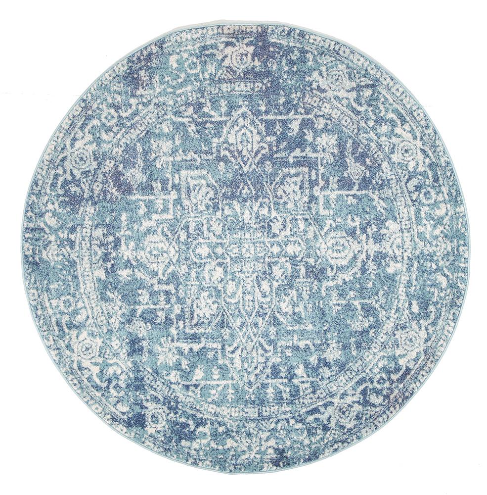 Awaken Blue Medallion Round Rug