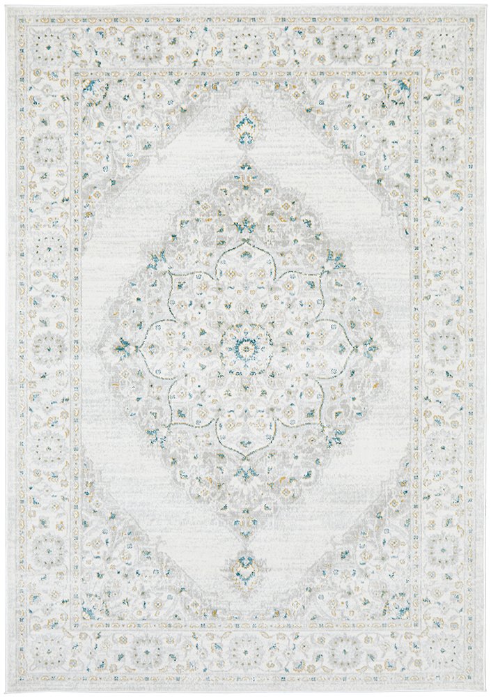 Emira Green Off White Ornate Medallion Rug