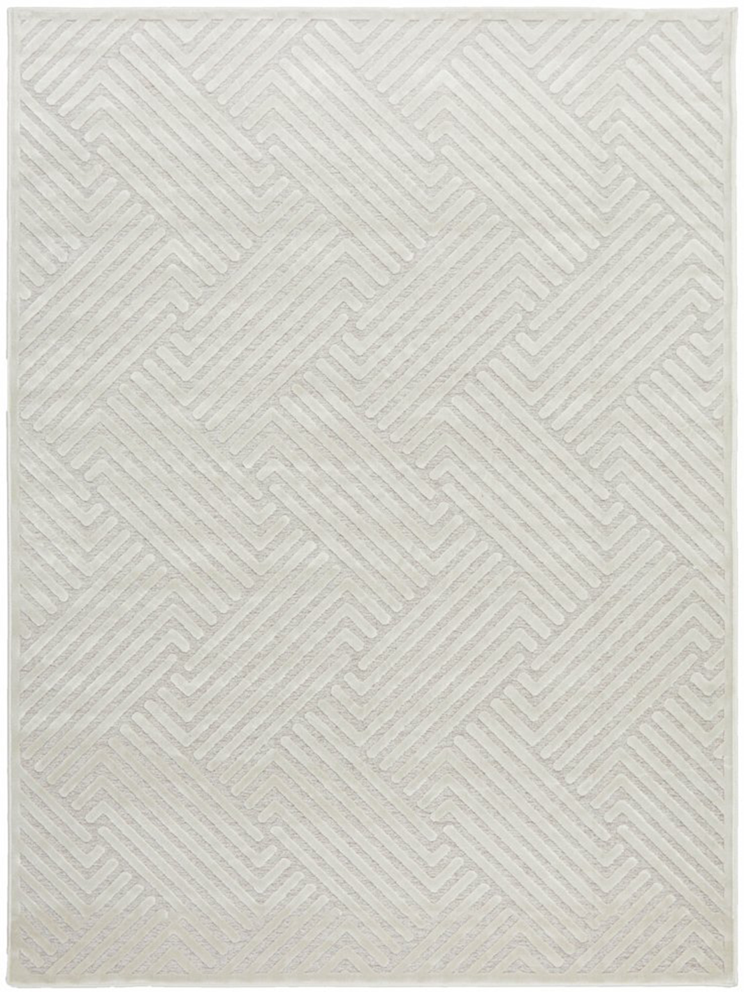Empire Off White Braided Stripped Geometric Rug