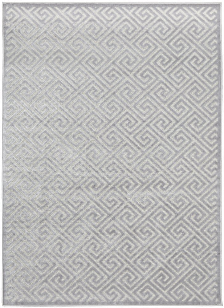 Empire Silver Greek Key Pattern Rug