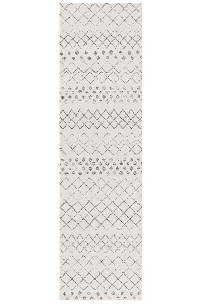 Heaven Ivory Grey Tribal Diamond Hallway Runner