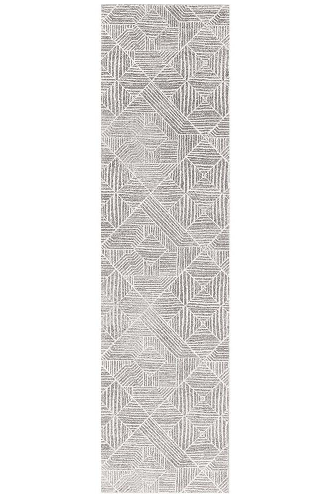 Heaven Silver Geometric Diamond Hallway Runner