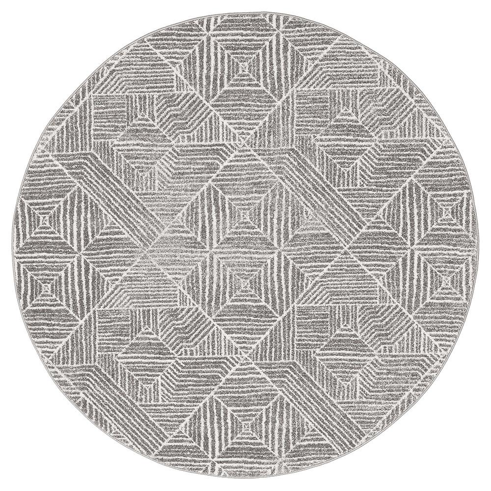Heaven Silver Geometric Diamond Round Rug