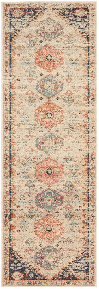 Heirloom Ivory Autumn Transitional Medallion Hallway Runner Rug