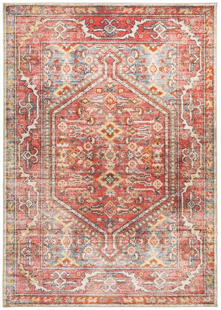 Heirloom Red Distressed Medallion Rug