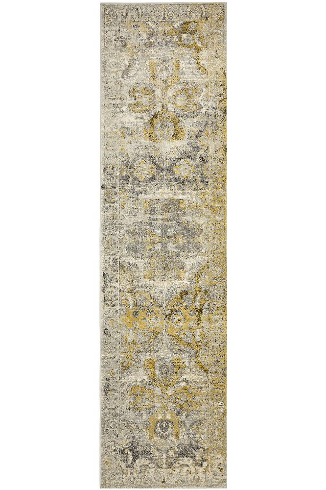 Maya Silver Yellow Over Dyed Transitional Hallway Runner