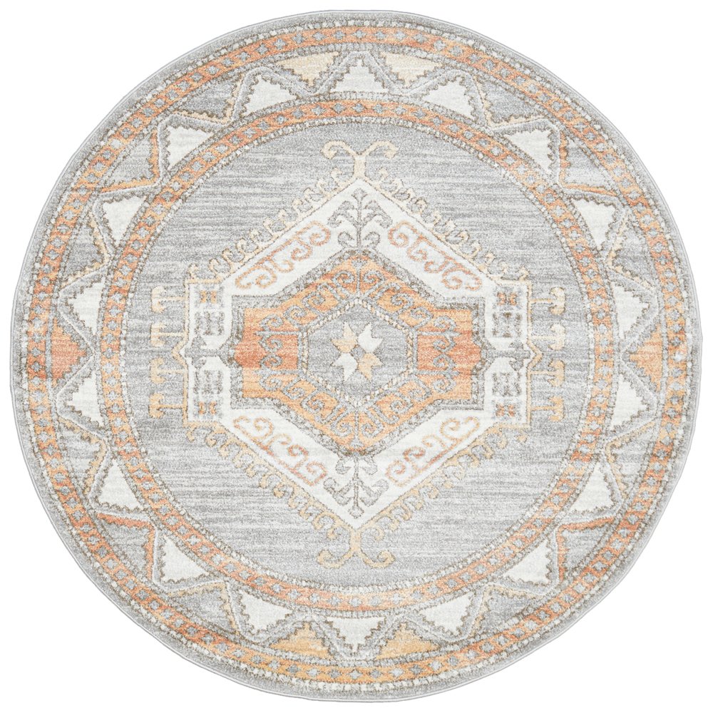 Madison Grey Terracotta Aztec Medallion Round Rug