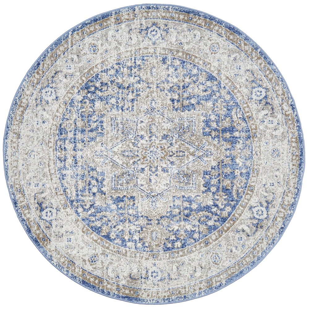 Madison Ocean Navy Faded Vintage Medallion Round Rug