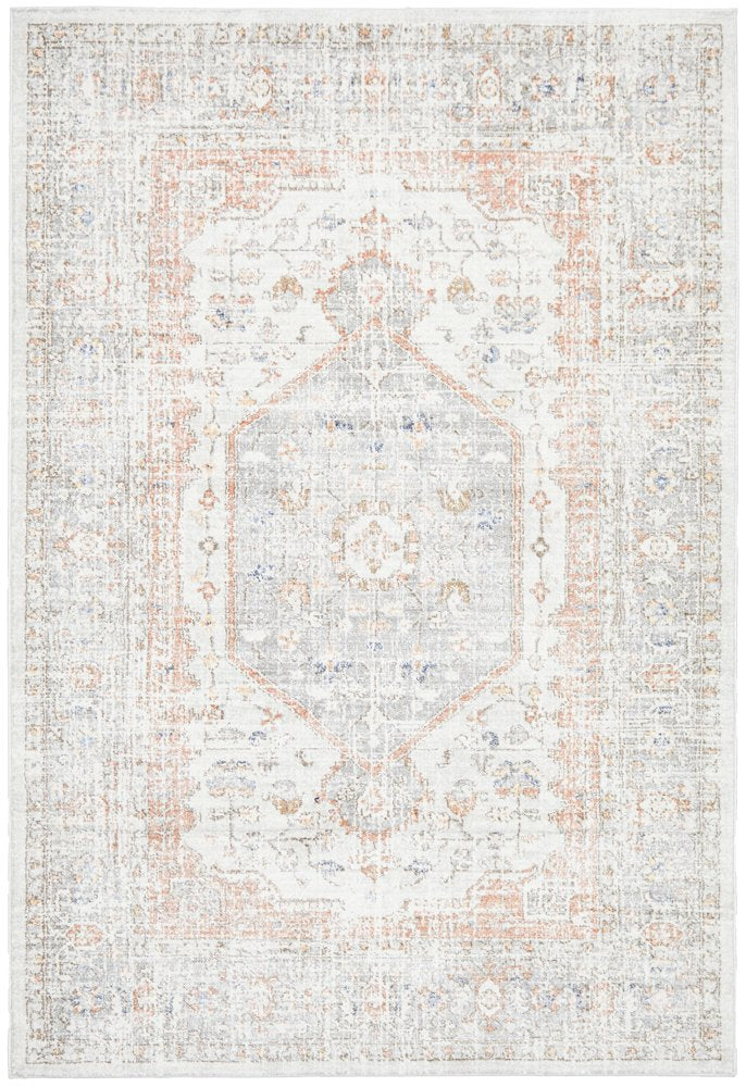 Madison Silver Faded Vintage Medallion Rug